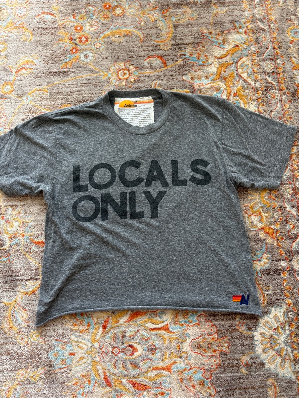 Aviator Nation Gray 'LOCALS ONLY' Graphic Tee/Crop style